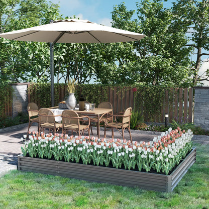 L-Shaped Raised Garden Bed, 82" x 109" x 12", Galvanized Steel, Dark Grey Galvanized Planter Boxes at Gallery Canada