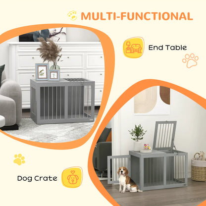 31.5" Dog Crate Furniture, Double Doors, Medium Dogs, Grey Houses, Kennels & Pens at Gallery Canada
