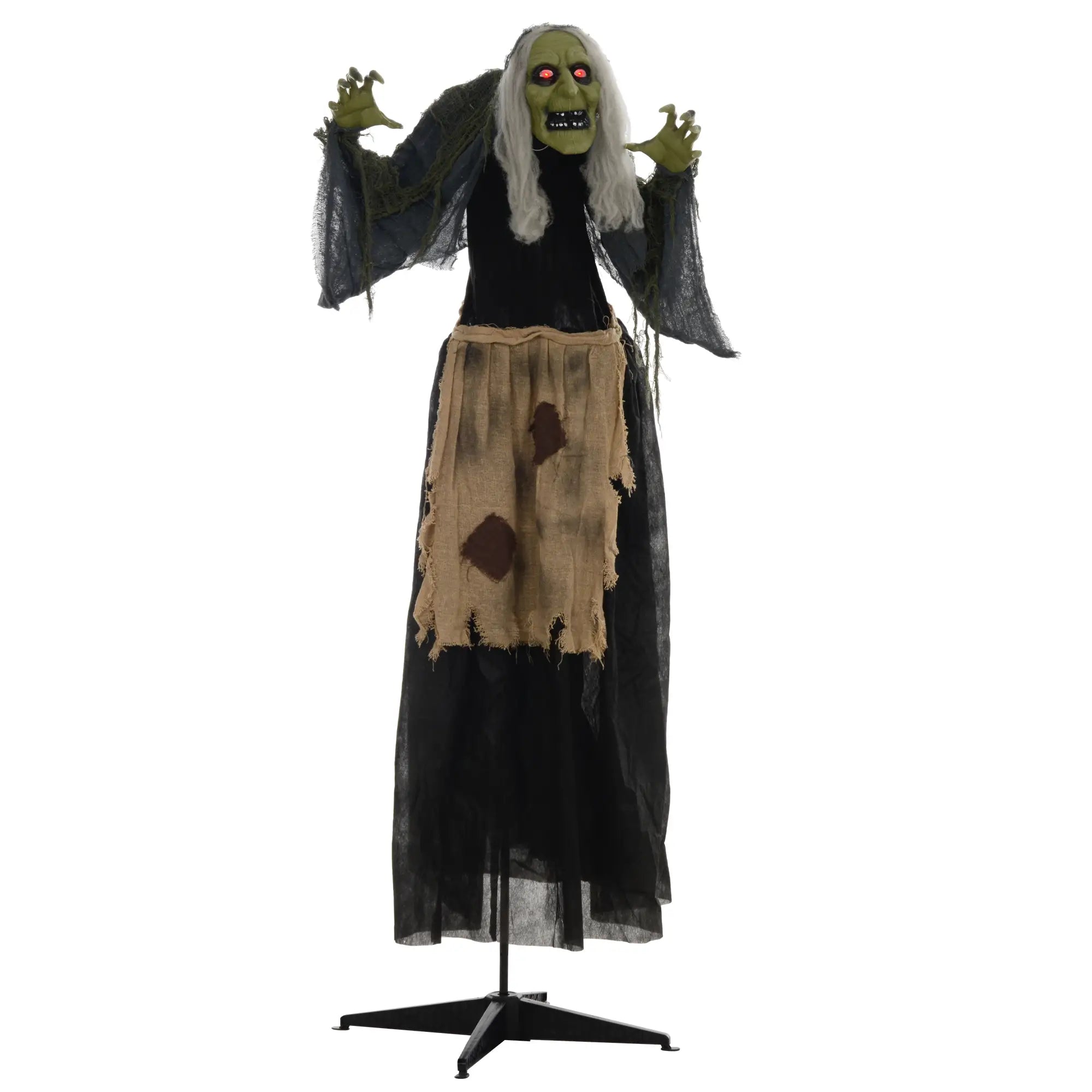 Witch Halloween Animatronic with Sound Activated Halloween Decorations Khaki, Grey, Black at Gallery Canada