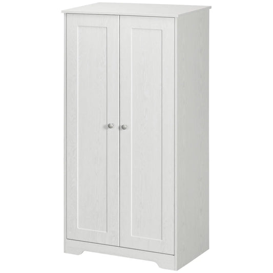 Kitchen Storage Cabinet, 2 Door Pantry with Adjustable Shelves, Distressed White, White Storage Cabinets Distressed White at Gallery Canada