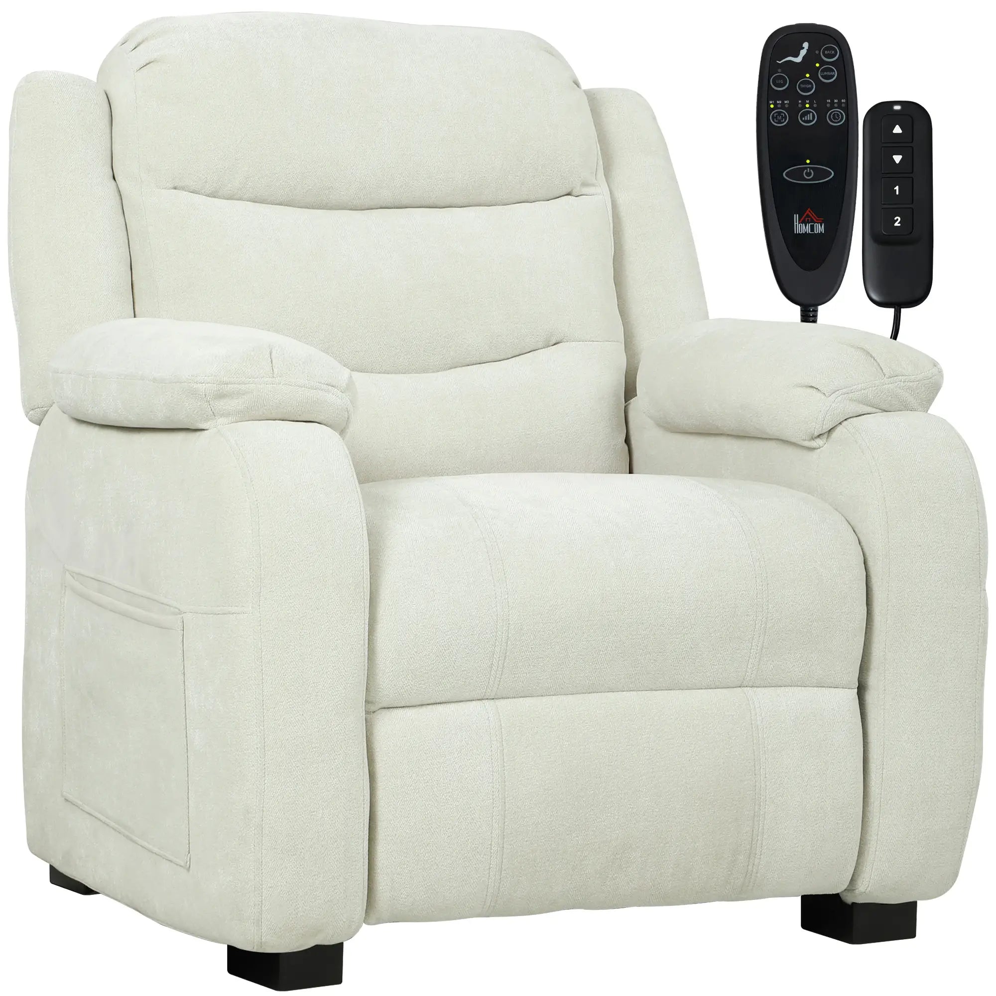 Massage Recliner Chair, Power Recliner, Remote, Pockets, 2 Memory Positions, Beige Single Sofas Beige at Gallery Canada