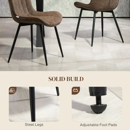 PU Leather Dining Chairs Set of 2, Steel Legs, Brown Dining Chairs at Gallery Canada