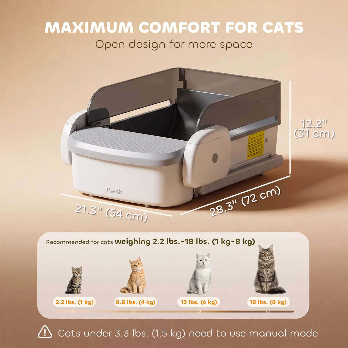 Automatic Cat Litter Box, Self Cleaning, App Control, Open Top, Grey Cat Litter Box Enclosures at Gallery Canada