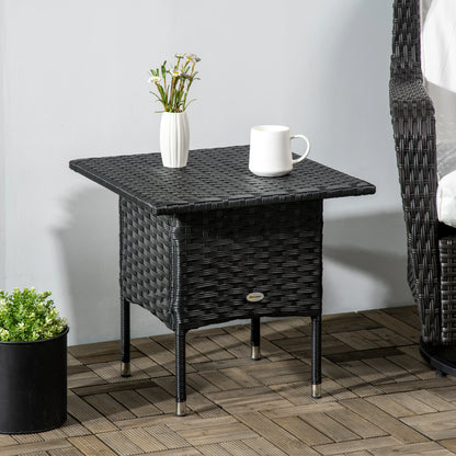 20" Outdoor Wicker Coffee Table, Plastic Board, Black Patio Dinning Tables at Gallery Canada