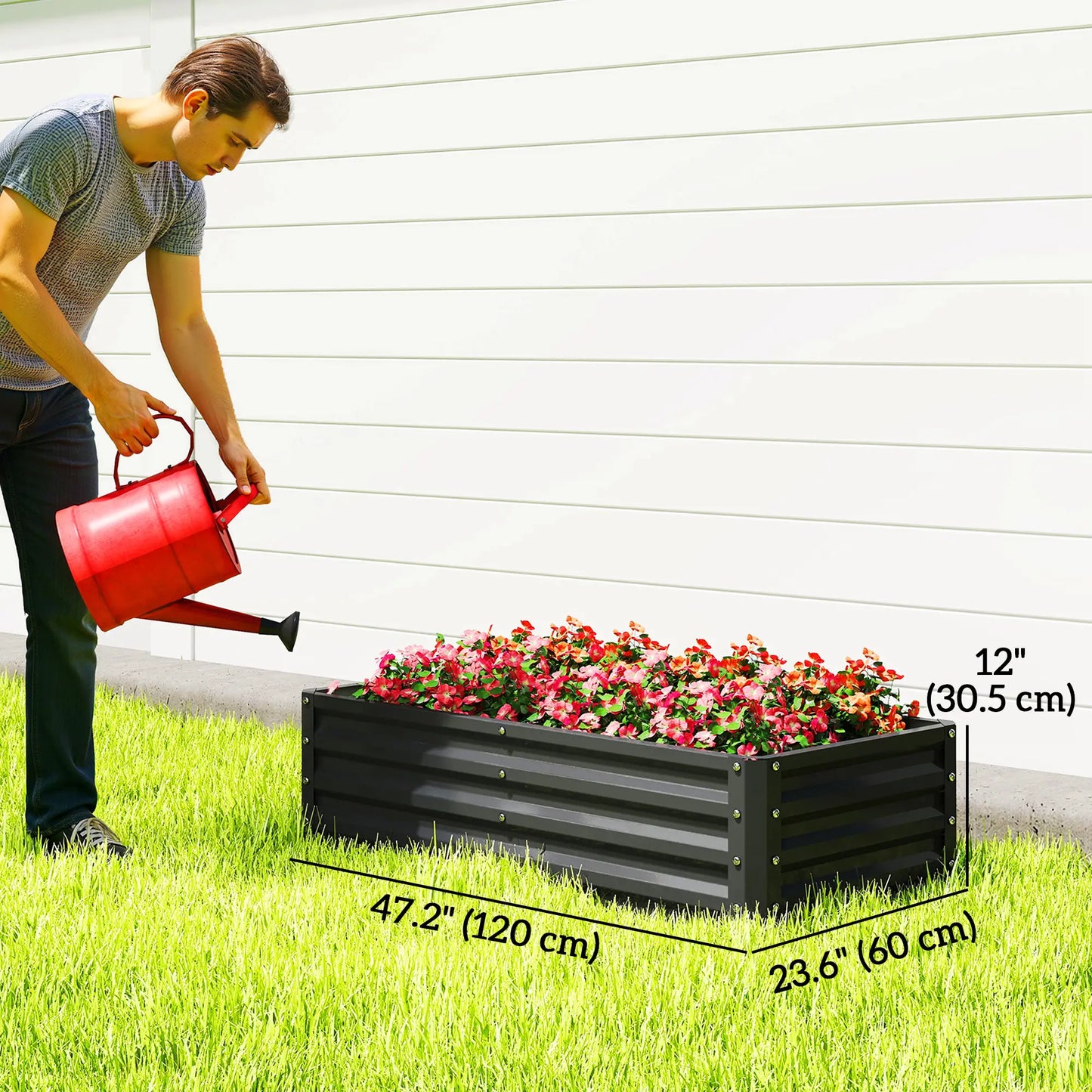 Galvanized Raised Garden Bed, Planter Box, 4' x 2' x 1', Black Galvanized Planter Boxes at Gallery Canada
