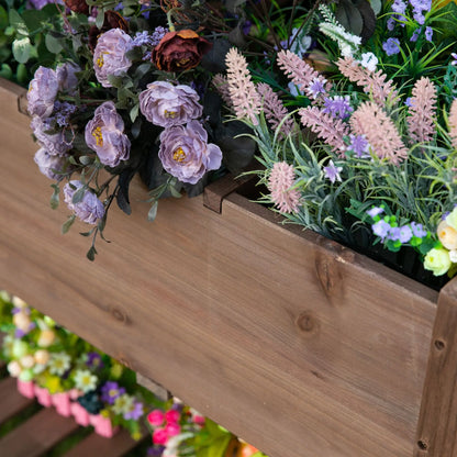 Raised Garden Bed, 8 Grids with Storage Shelf, Elevated Planter Box, Brown Elevated Garden Beds at Gallery Canada