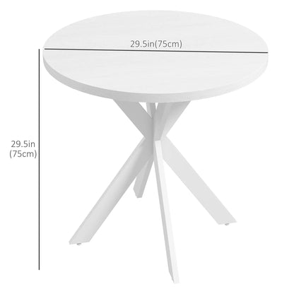 29" Round Dining Table, Steel Legs, White Dining Tables at Gallery Canada