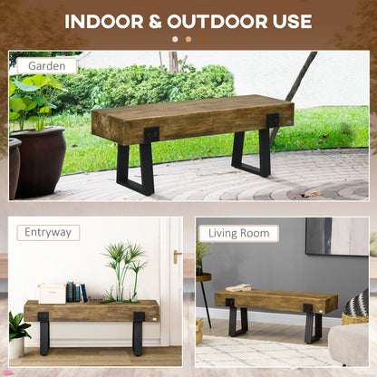 Garden Bench with Metal Legs, Rustic Wood Concrete Outdoor Patio, Concrete Outdoor Benches at Gallery Canada
