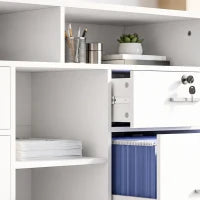 File Cabinet, Locking Drawers, Open Shelves, 5 Casters, White