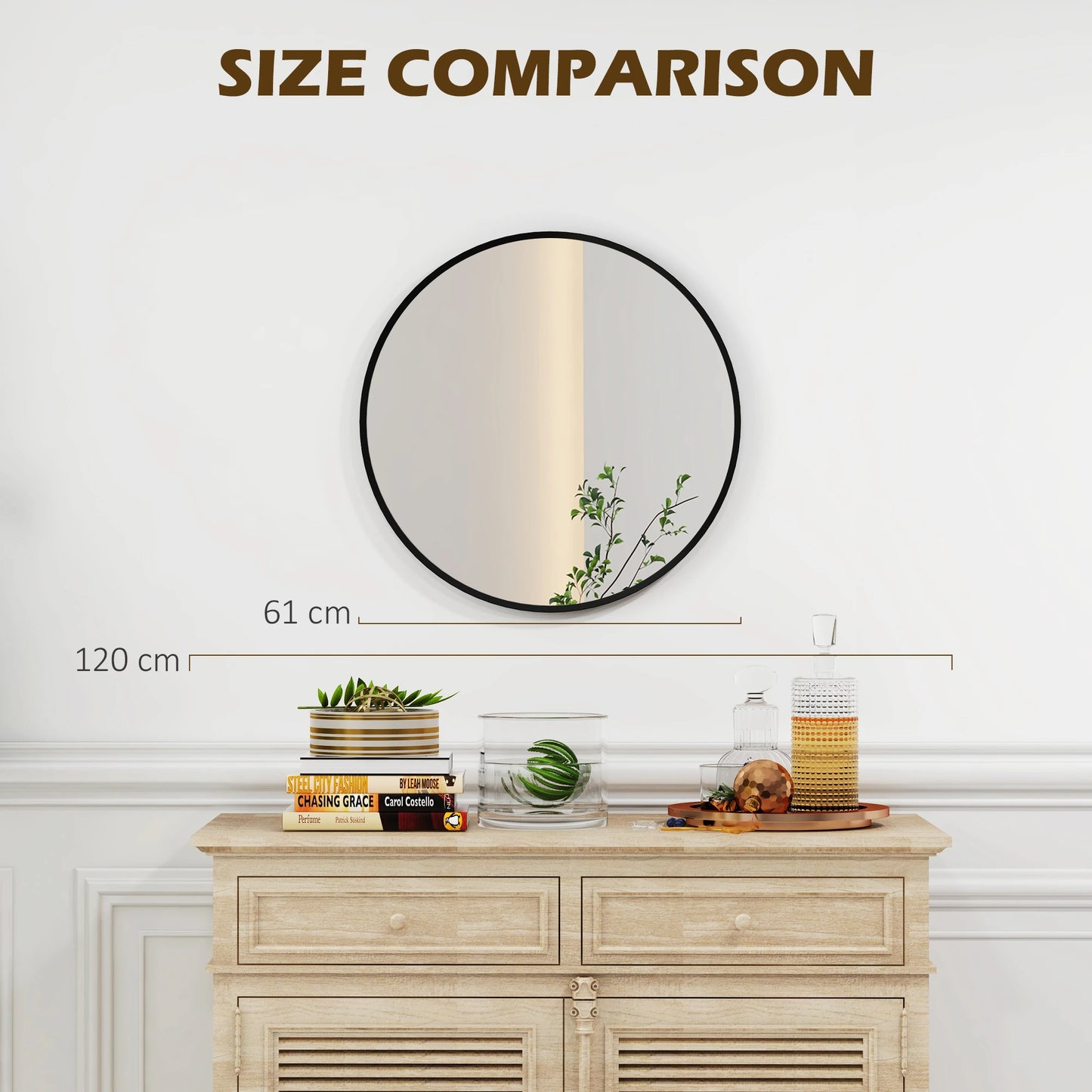 24" Round Wall Mirror, Modern Home Decor for Bedroom Living Room Bathroom, Black Wall Mirrors at Gallery Canada