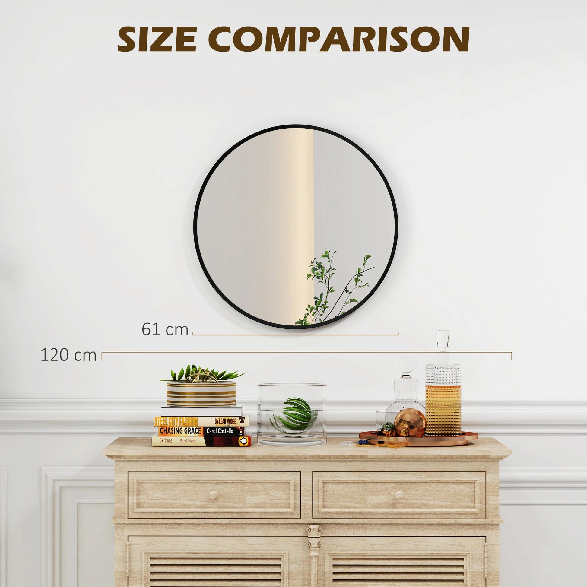 24" Round Wall Mirror, Modern Home Decor for Bedroom Living Room Bathroom, Black Wall Mirrors at Gallery Canada
