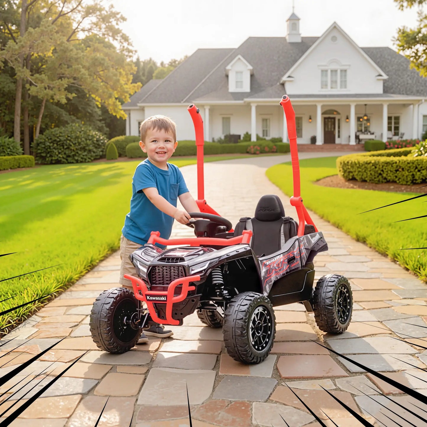 12V Ride On Truck, KAWASAKI TERYX KRX 2WD Kids Electric Car, Red Electric Toy Cars at Gallery Canada