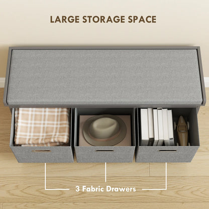 Shoe Storage Bench with Seat, 3 Fabric Drawers, Dark Grey Shoe Storage Cabinets & Racks at Gallery Canada