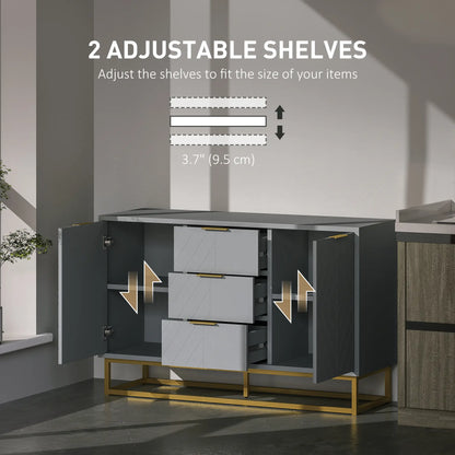 Sideboard Storage Cabinet, 3 Drawers, Adjustable Shelves, Grey Bar Cabinets at Gallery Canada
