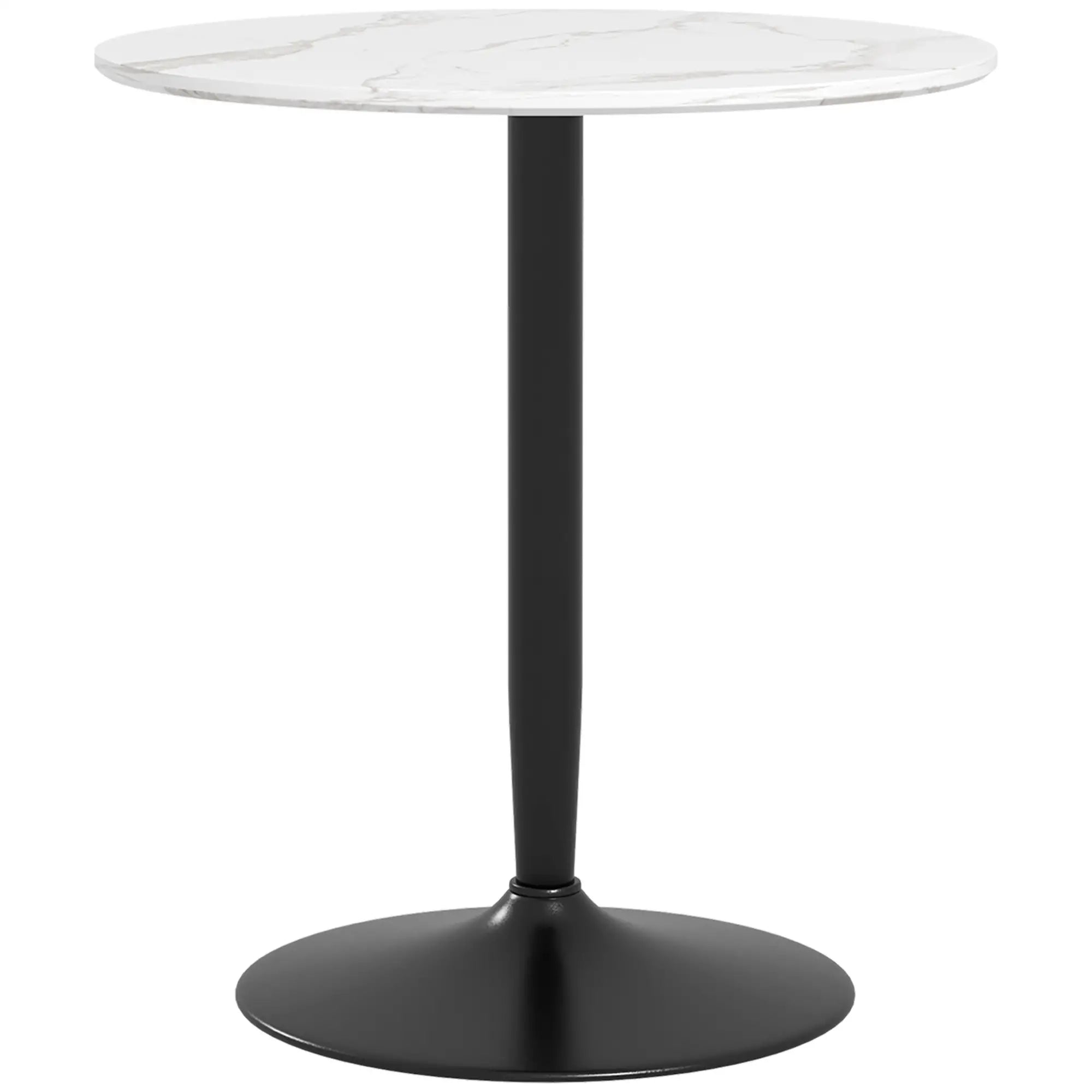 Modern Round Kitchen Table for 2, Steel Base, White Marble, White Dining Tables at Gallery Canada