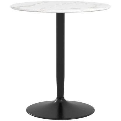 Modern Round Kitchen Table for 2, Steel Base, White Marble, White Dining Tables at Gallery Canada