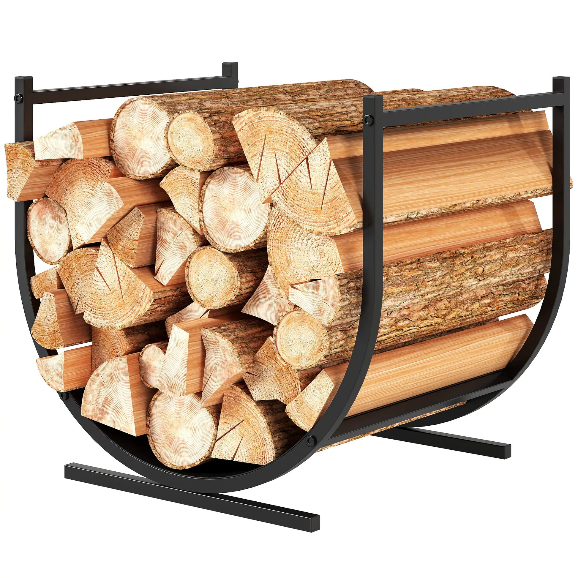 Firewood Rack, 17 Inch Heavy Duty Log Holder, Indoor Outdoor Storage Firewood Racks Black at Gallery Canada