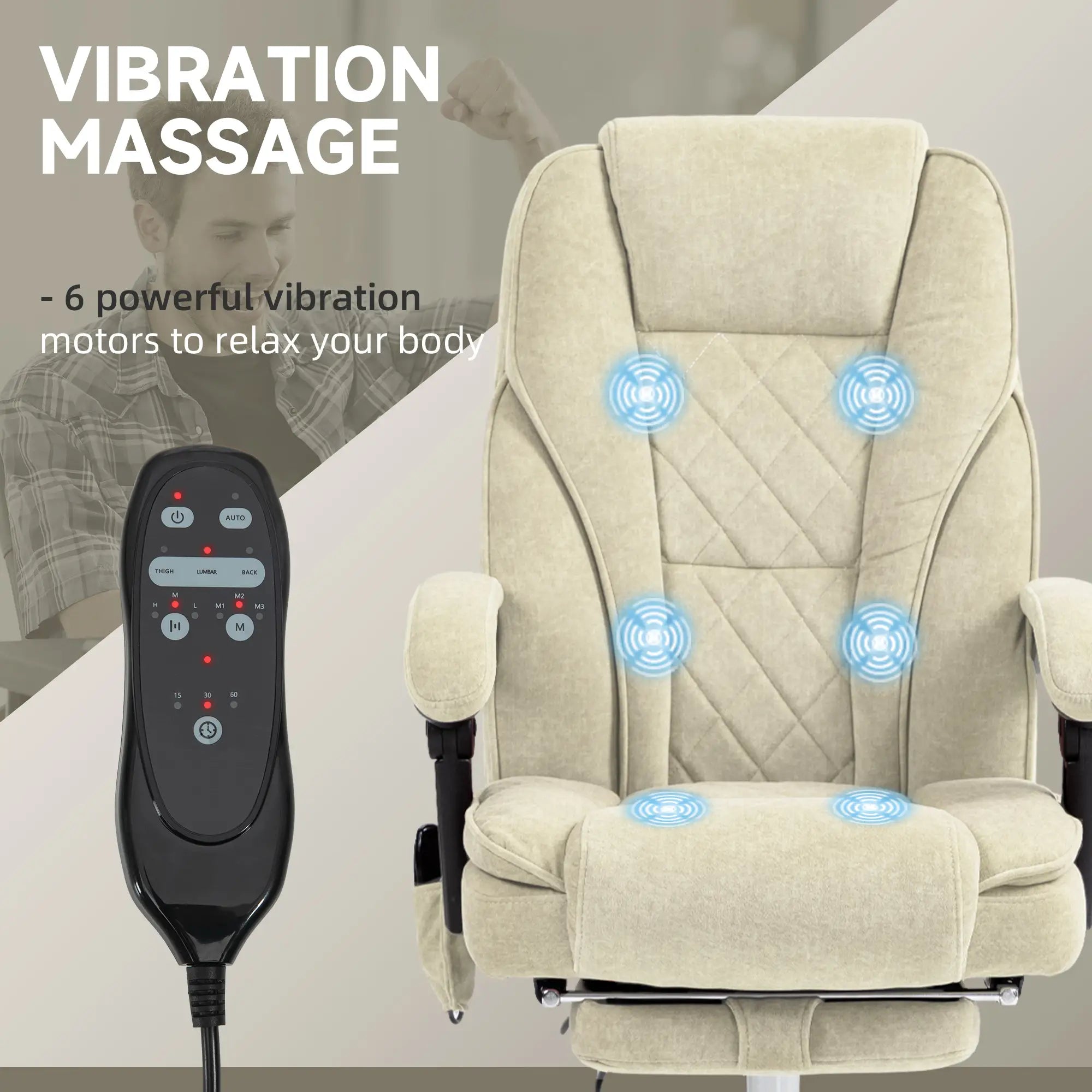 Massage Office Chair, Reclining Computer Chair, Adjustable Height, Footrest, Beige Massage Chairs at Gallery Canada