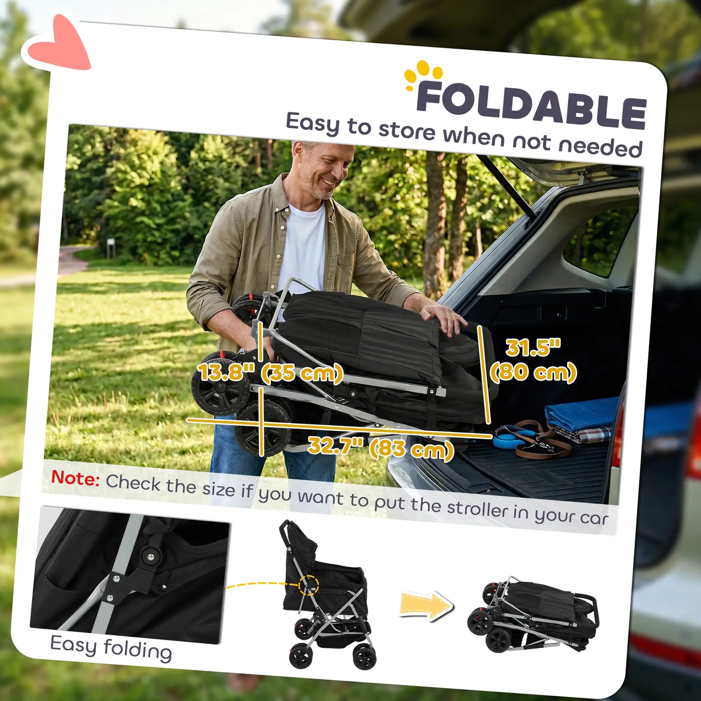 Double Pet Stroller, Foldable Dog Stroller with 2-Seater Carrier, Sunshade, Removable Pad, Safety Belt, Storage Basket Dog Bike Trailers & Strollers at Gallery Canada