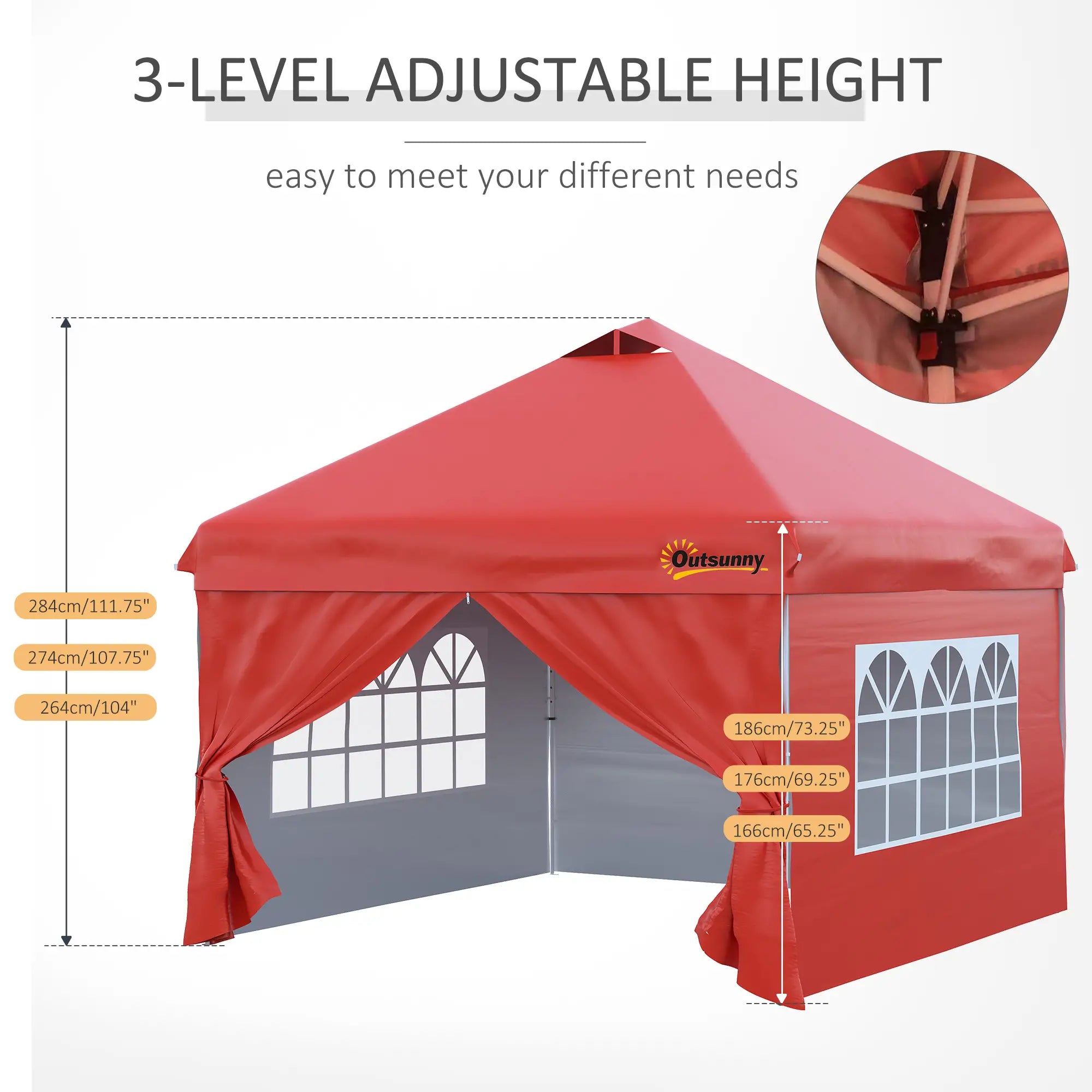 10' x 10' Pop Up Canopy Tent, Instant Sun Shelter, Red Pop Up Canopies at Gallery Canada