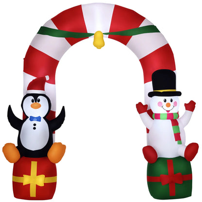 9ft Inflatable Candy Cane Archway, Penguin Snowman, LED Yard Display Christmas Inflatables White at Gallery Canada