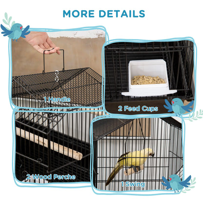 25" Bird Cage with Perch, Swing, Food Container, Slide-out Tray Bird Cages at Gallery Canada