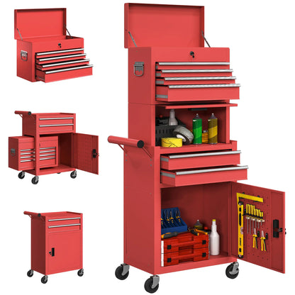 Large Tool Cabinet, 3-in-1 Rolling Chest, Storage Organizer with 6 Drawers, Red Tool Organizers at Gallery Canada