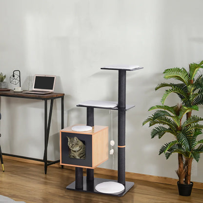 47.2" Cat Tree, Kitten Scratcher, Activity Center, Black Cat Posts at Gallery Canada