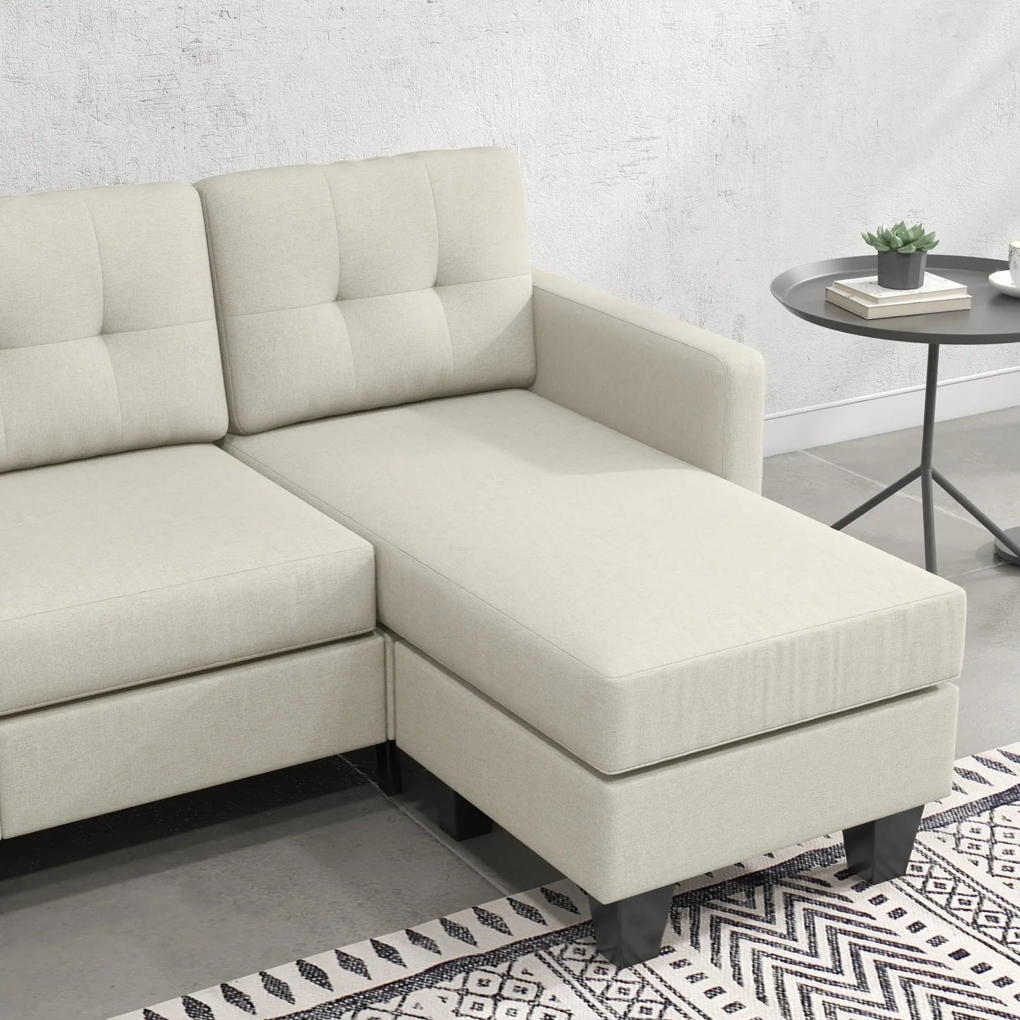 L-Shaped Sofa, 3 Seater Sectional with Ottoman, Beige 3-Seater Sofas at Gallery Canada