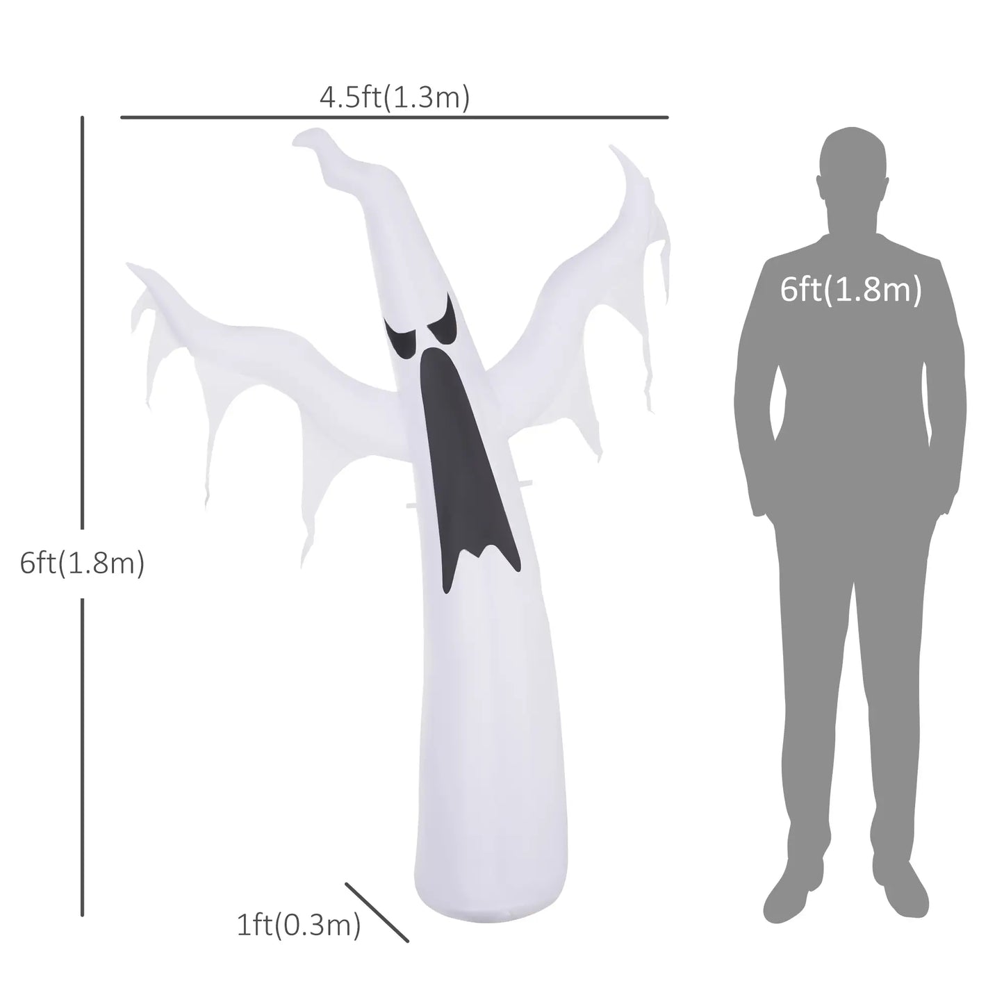 6FT Tall Halloween Inflatable Ghost, Outdoor Yard Decoration with LED Lights, White Halloween Decorations at Gallery Canada