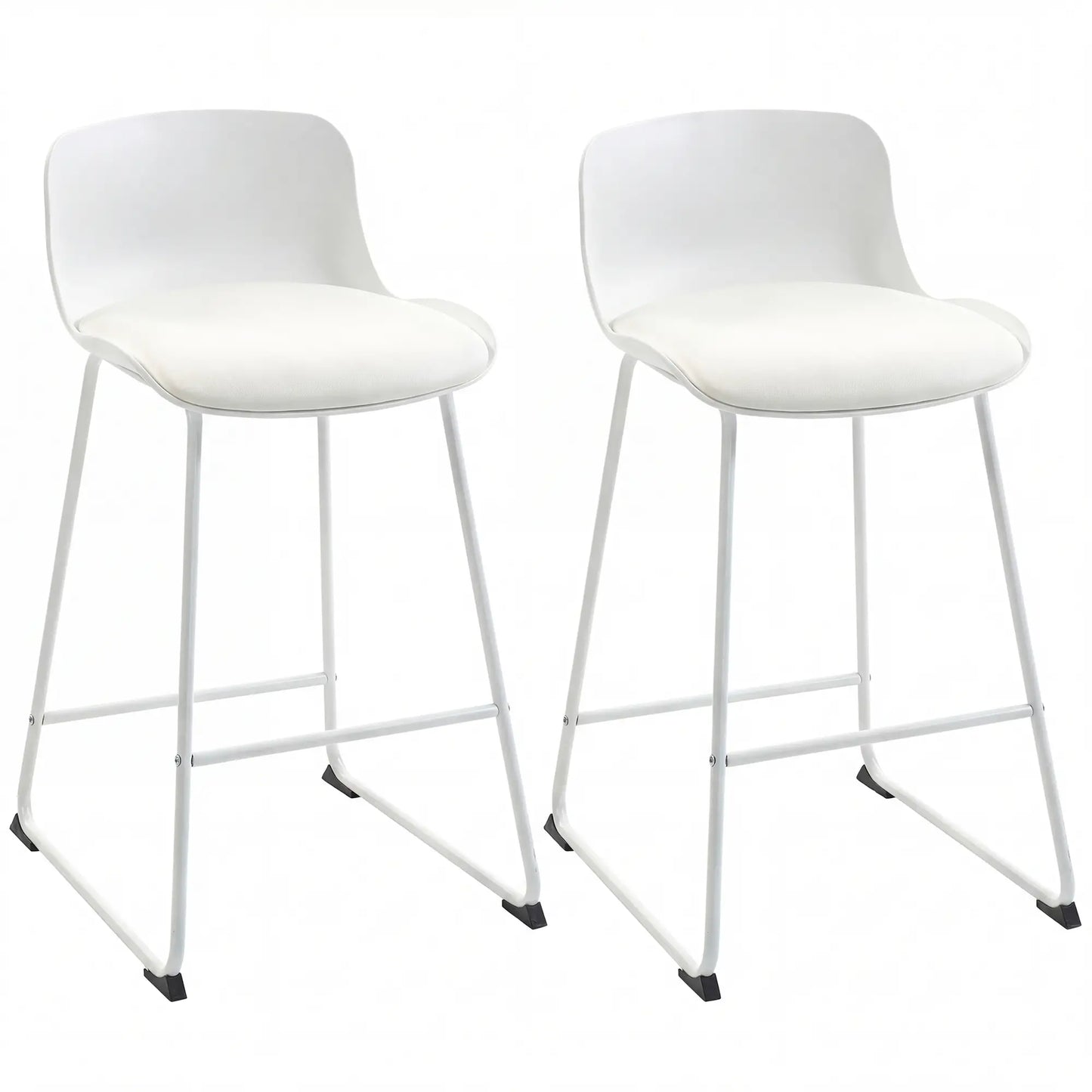Modern Bar Stools Set of 2, PU Leather, Counter Height, White Bar Stools at Gallery Canada