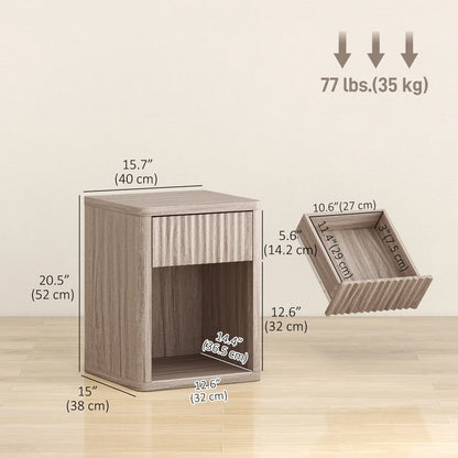 Modern Nightstand With Drawer, Open Shelf, Set Of 2, Grey Bedside Tables at Gallery Canada