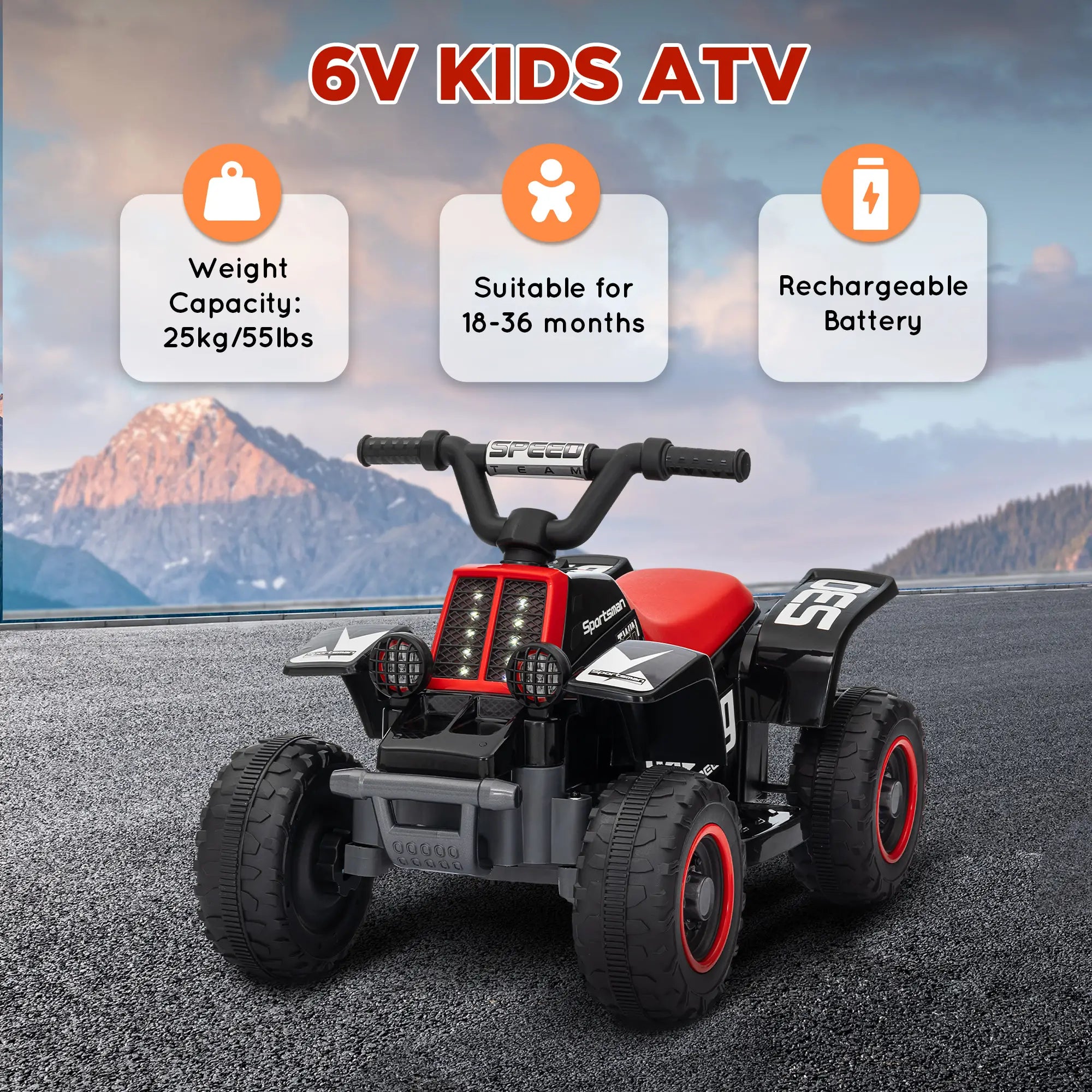 6V Kids ATV Quad, 4 Wheeler Electric Ride On Car, Black Electric Toy Cars at Gallery Canada