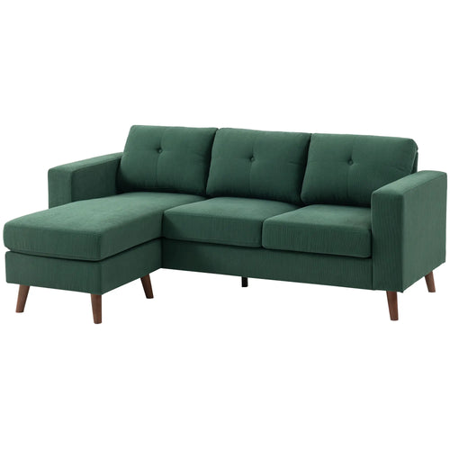 Sectional Sofa with Changeable Chaise, 3 Seat L-Shaped, Dark Green