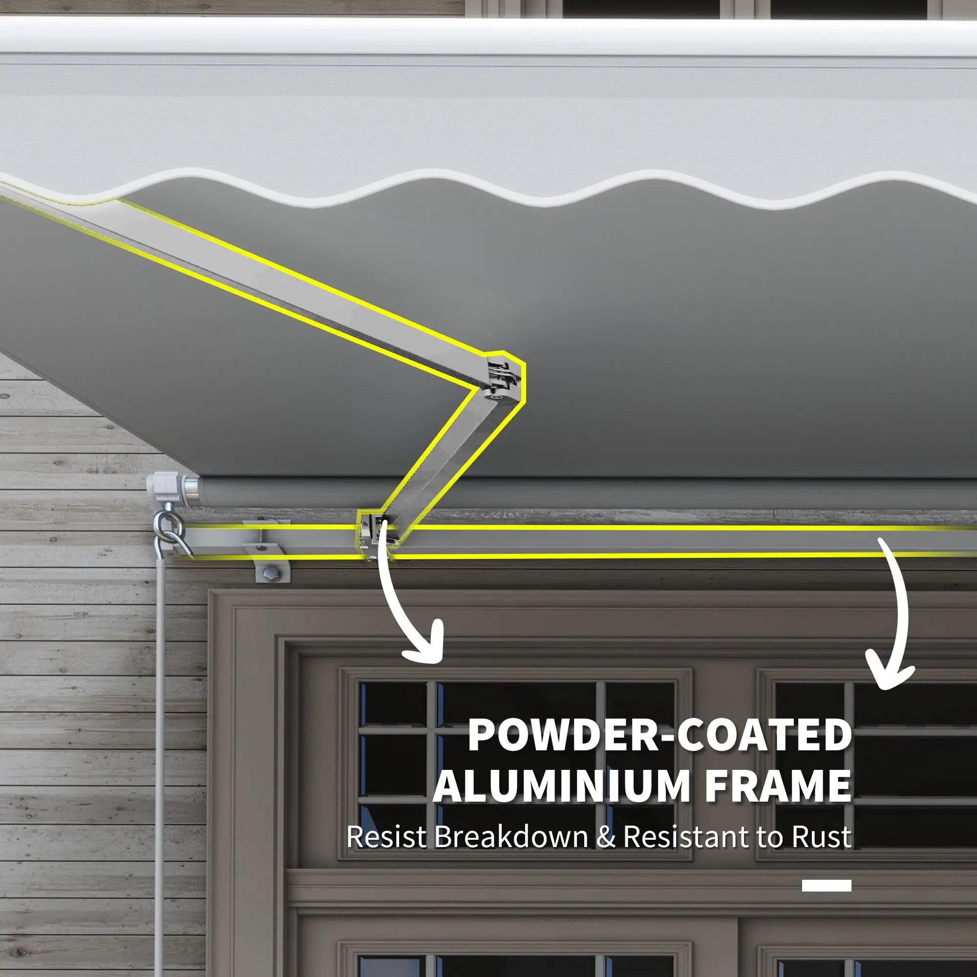 12' x 8' Retractable Awning, Manual Crank, UV Water-Resistant, Grey Deck Awnings at Gallery Canada