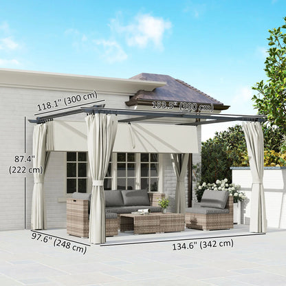 10' x 13' Pergola With Retractable Canopy, Curtains, UPF30+ Sun Shade Pergolas at Gallery Canada