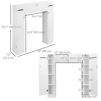 Over Toilet Storage Cabinet, Freestanding Bathroom Organizer with Adjustable Shelves, White Over The Toilet Storage at Gallery Canada