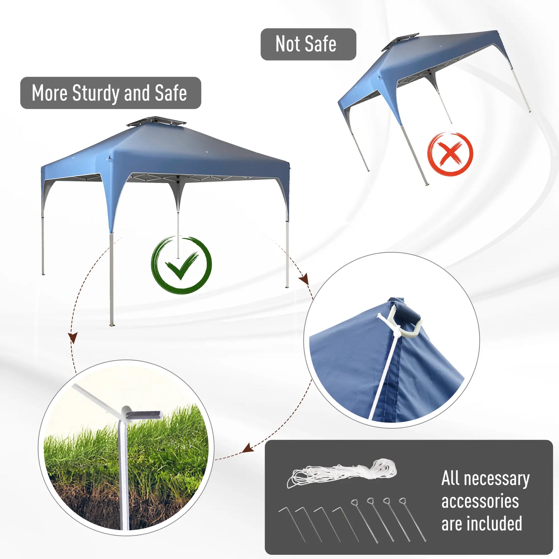 10'x10' Pop Up Canopy, Easy Set Up, 2 Tier Vented Roof, Carrying Bag, Blue Pop Up Canopies at Gallery Canada