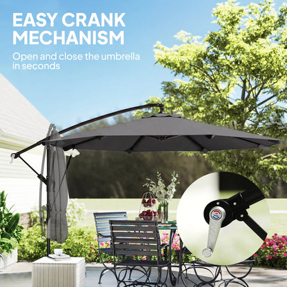 10FT Cantilever Patio Umbrella, 8 Ribs, Cover, Wind Ropes, Dark Grey Offset Cantilever Umbrellas at Gallery Canada