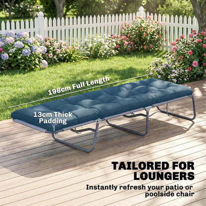 Patio Lounge Chair Cushion, UV50+ with Straps, 78 x 25.6 inch, Blue Patio Chair Cushions at Gallery Canada