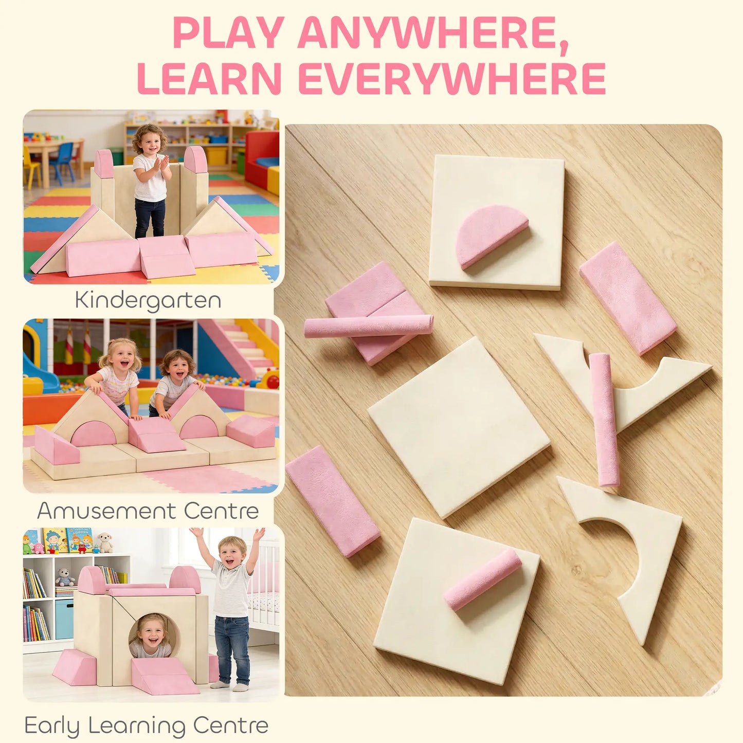 Modular Kids Play Couch, Child Sectional Sofa, Convertible Foam Cushion, Pink Kids Gym & Playmats at Gallery Canada