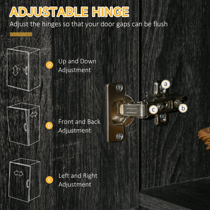 71" Kitchen Buffet with Hutch, Freestanding Cabinet, Black Kitchen Pantry Cabinets at Gallery Canada