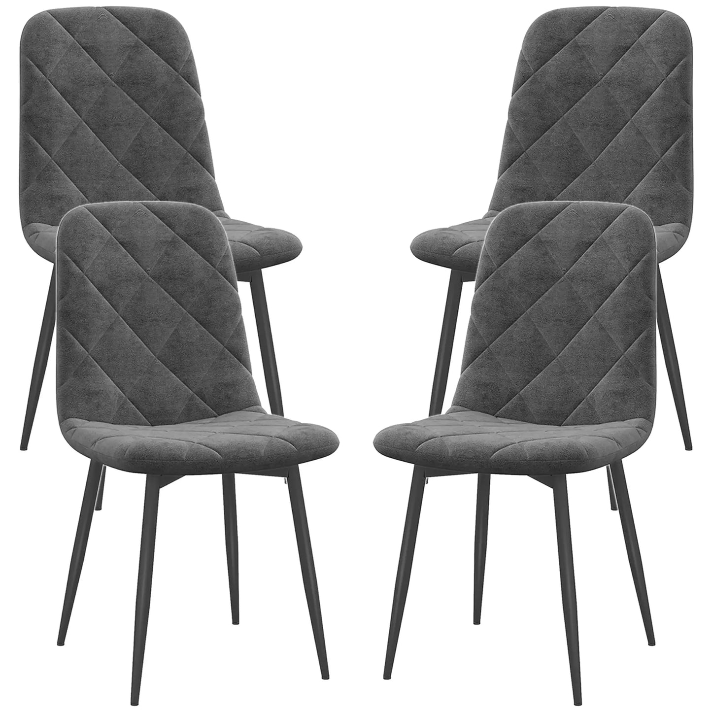 Upholstered Dining Chairs Set of 4, Steel Legs, Modern Kitchen Chairs, Grey Bar Stools Grey at Gallery Canada