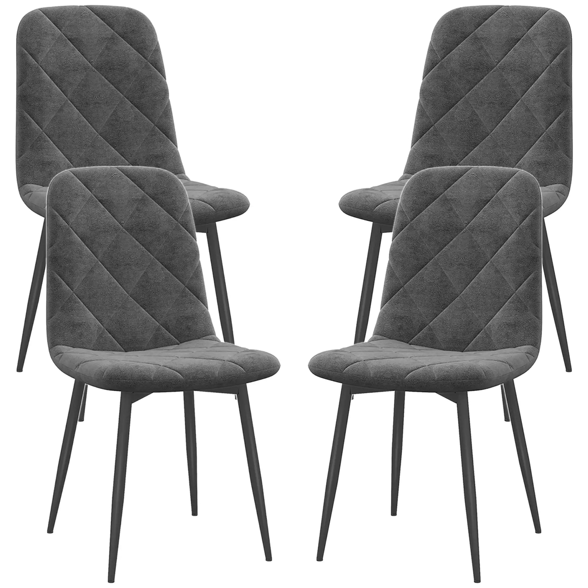 Upholstered Dining Chairs Set of 4, Steel Legs, Modern Kitchen Chairs, Grey Bar Stools Grey at Gallery Canada