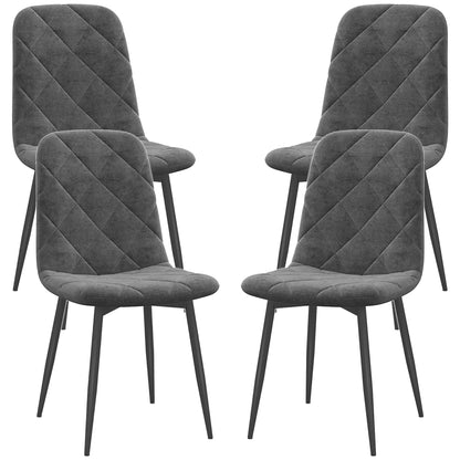 Upholstered Dining Chairs Set of 4, Steel Legs, Modern Kitchen Chairs, Grey Bar Stools Grey at Gallery Canada