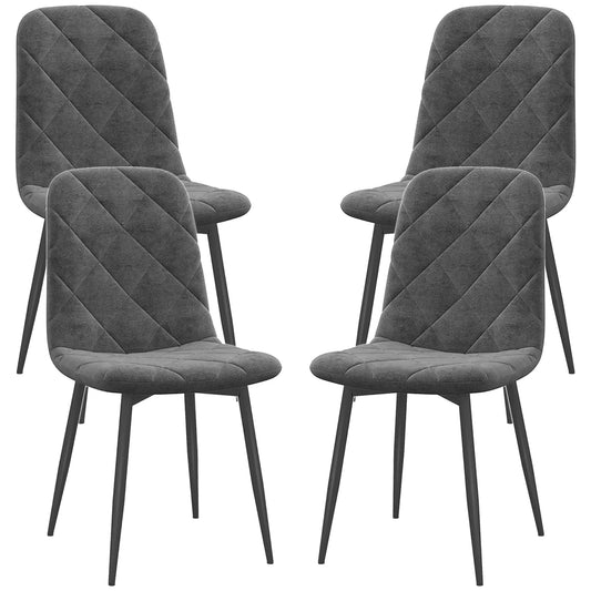 Upholstered Dining Chairs Set of 4, Steel Legs, Modern Kitchen Chairs, Grey Bar Stools Grey at Gallery Canada