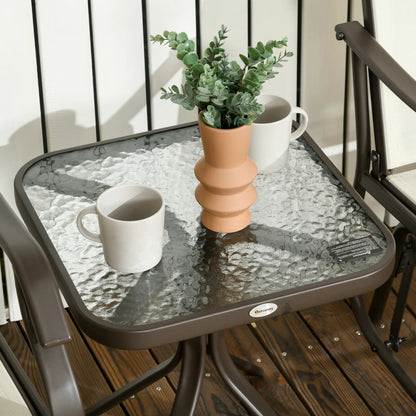 3 Piece Patio Glider Set, Breathable Mesh Seat, Glass Top Table, Cream White Outdoor Gliders at Gallery Canada