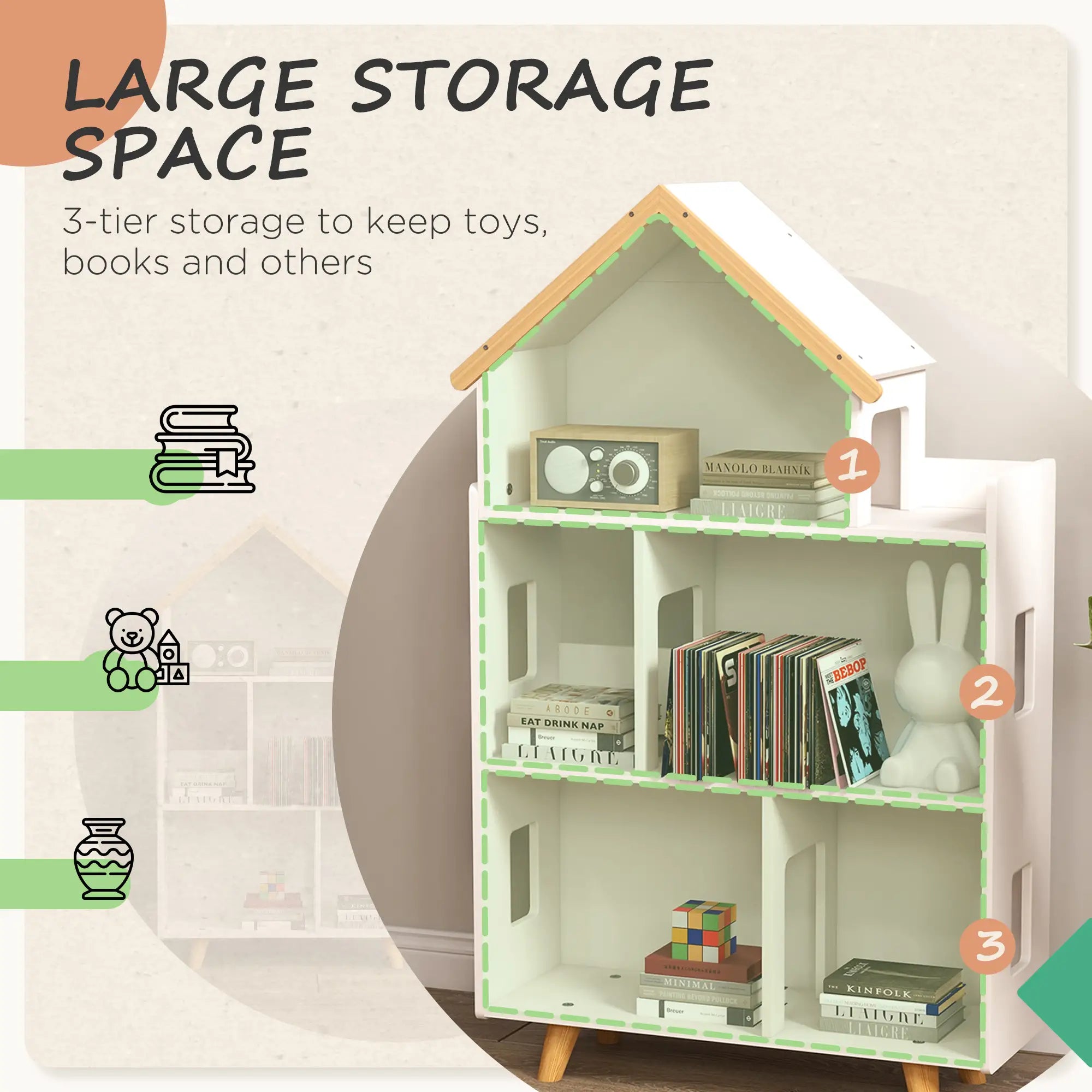 Toy Storage Organizer, 3-Tier Kids Bookshelf, White Small Bookshelves at Gallery Canada