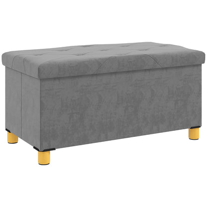 Storage Ottoman Bench, Velvet Upholstered Foldable Footrest, Wood Legs Storage Ottomans & Benches at Gallery Canada