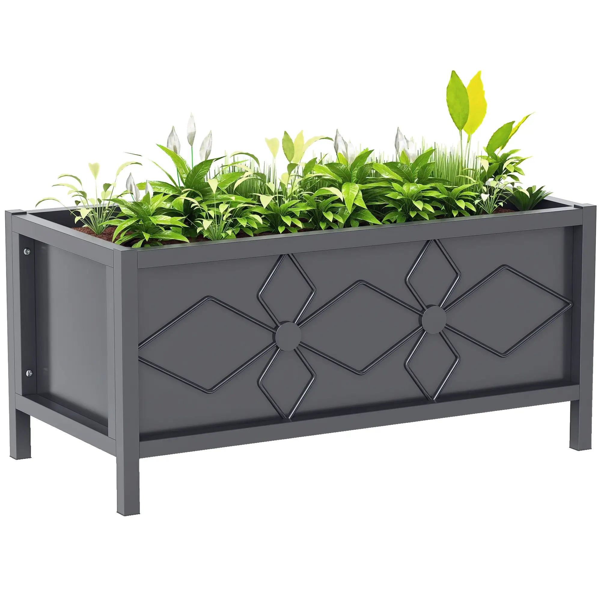 Galvanized Raised Garden Bed, Metal Flower Bed, Outdoor Planter Box for Herbs Raised Garden Beds at Gallery Canada